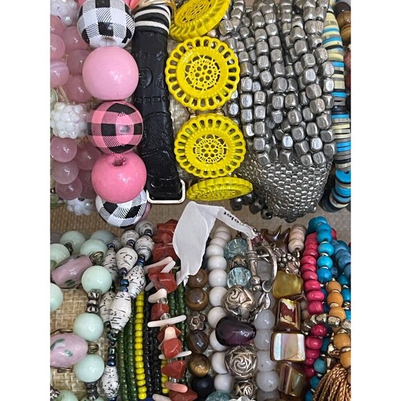 Mystery Bracelet 1lb Lot - Beaded, Cuff, Bangle, Stone, Glass, Metal, Wood - Picture 6 of 16